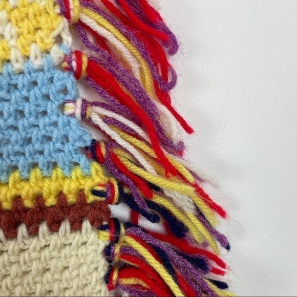 Throw Blanket Crochet Handmade Colorfol Tassles Small Throw - Picture 4 of 7